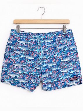 Vineyard Vines Fish Coral Print Swim Trunks Beach Vacation Board Shorts XL